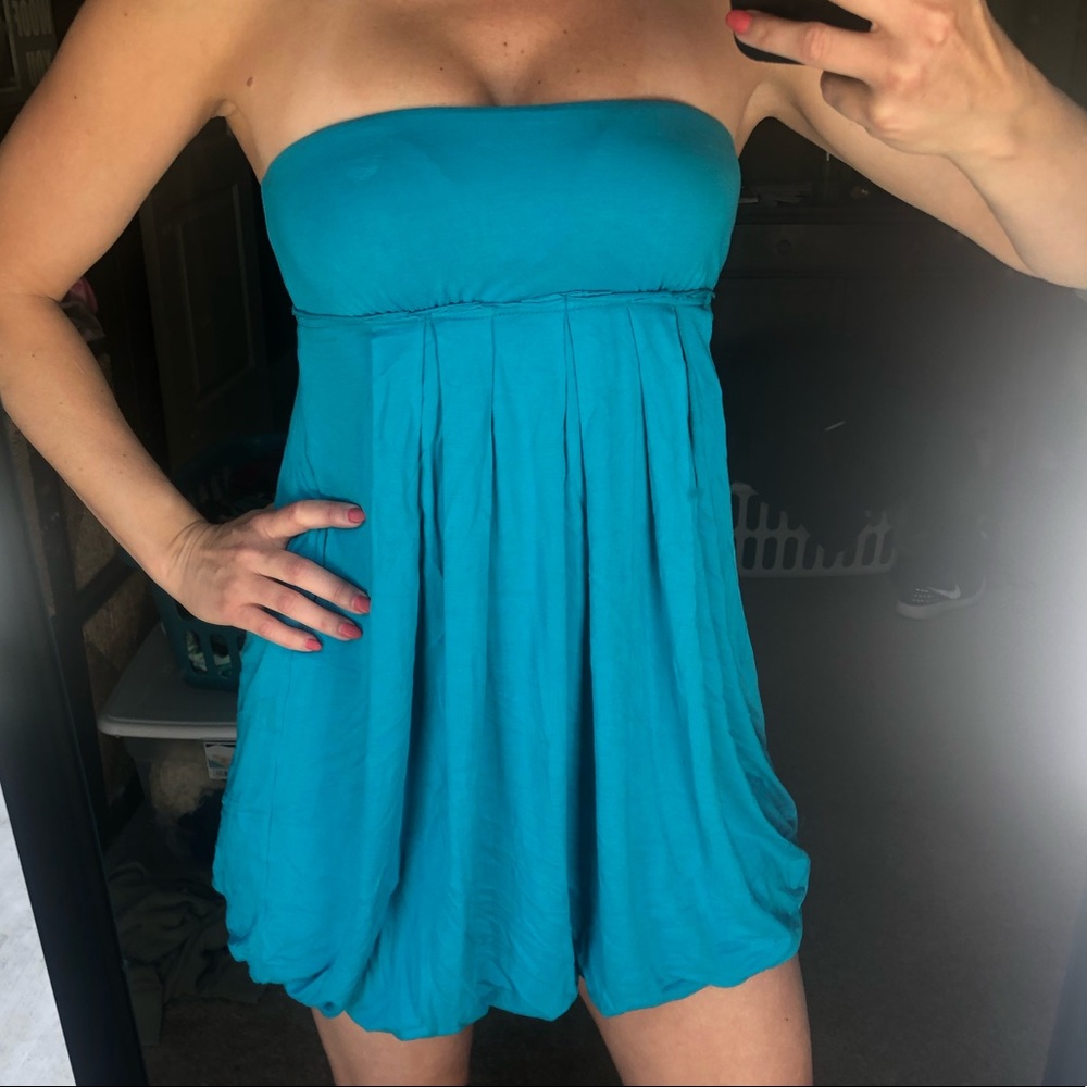 Forever 21 strapless blue dress size small